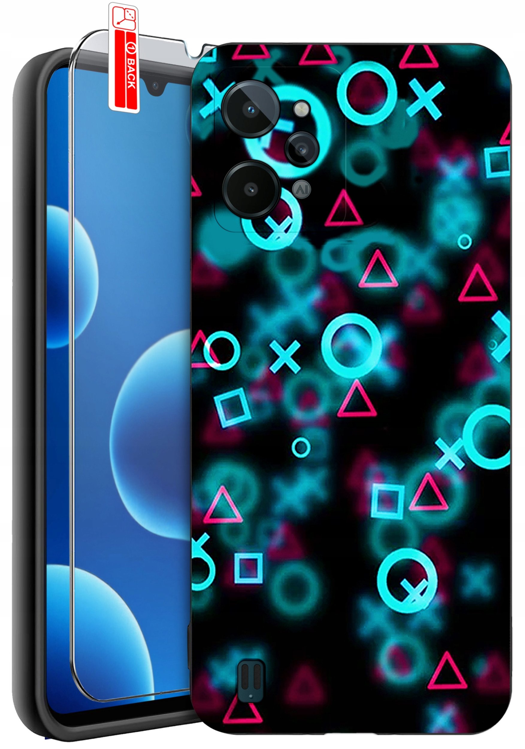 ETUI do Realme C31| WZORY | SILIKONOWE MATT CASE + SZKŁO 9H