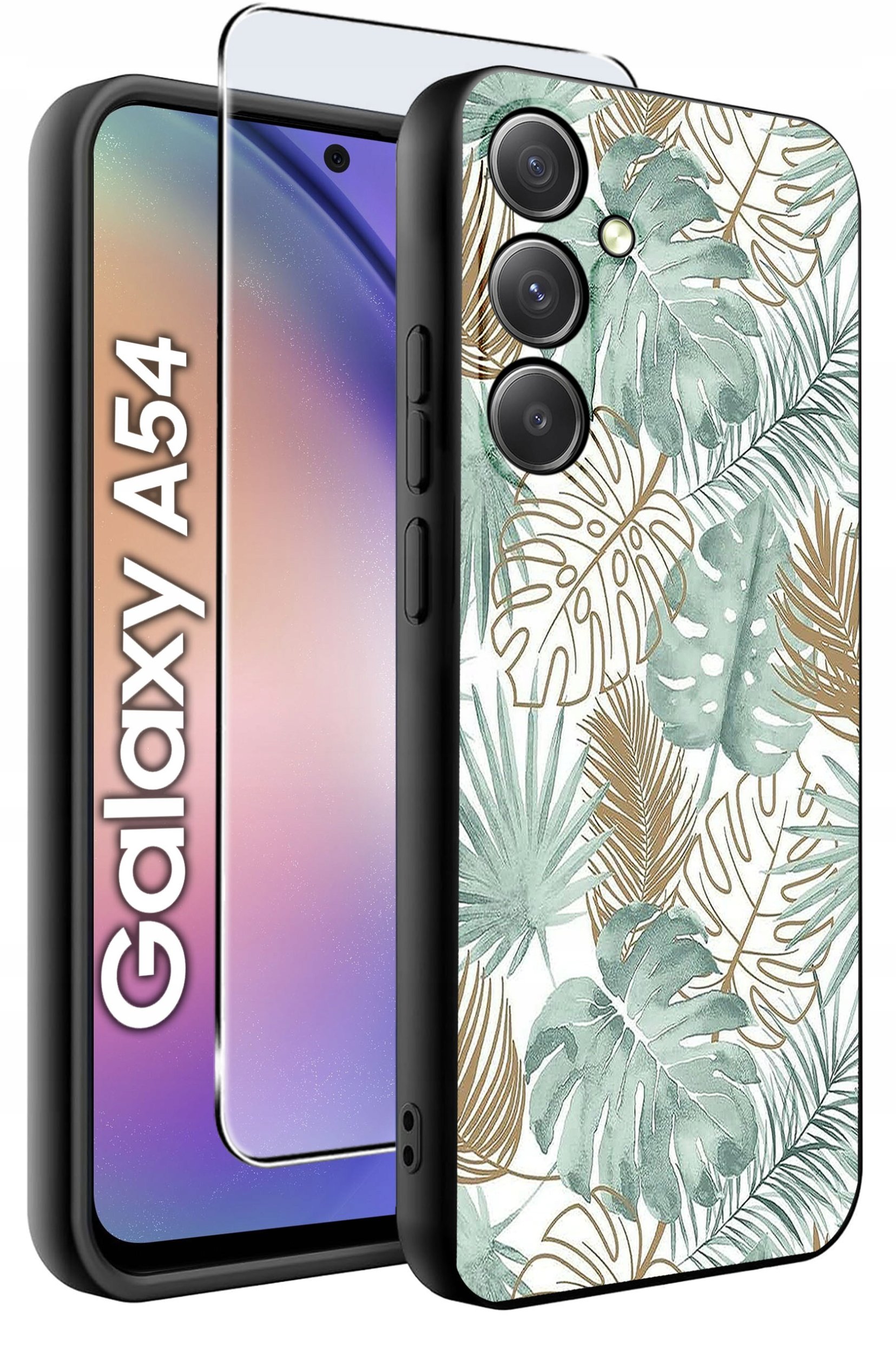 ETUI do Samsung A54 5G WZORY | SILIKONOWE MATT CASE + SZKŁO 9H