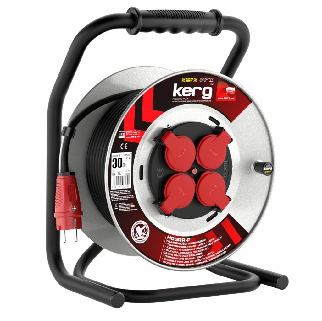 Przedłużacz bębnowy KERG W2381 30m 31,5mm2 H05RR-F 250V czarny