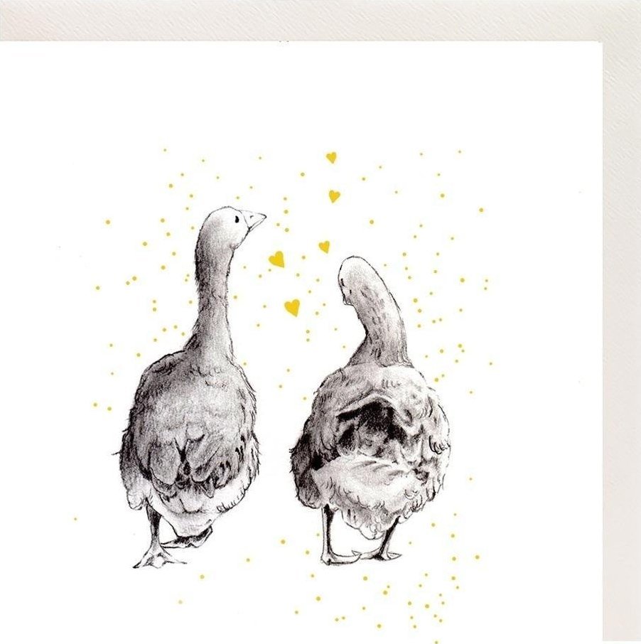 Clear Creation Karnet Złocony kwadrat CL3812_BL Gęsi