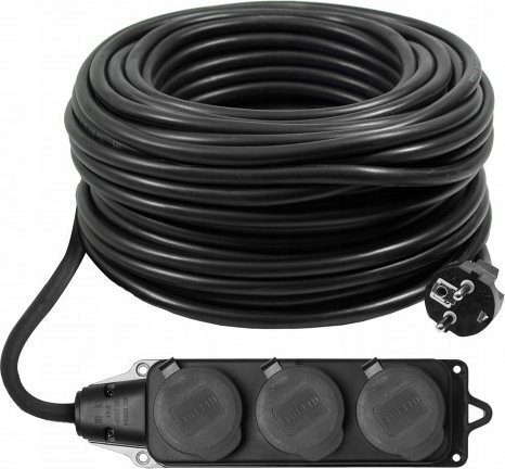 Przedłużacz 5M 3x2,5 z gumowym rozgałęźnikiem