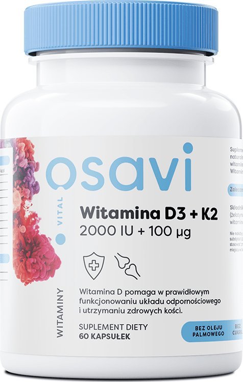 Osavi Osavi - Witamina D3 K2, 2000IU 100 g, 60 kapsułek miękkich