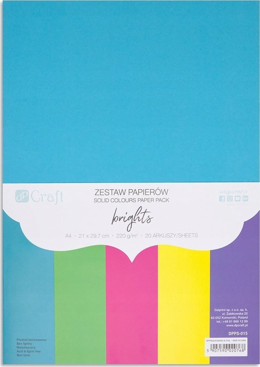 Zestaw papierów A4 20 arkuszy brights 220g