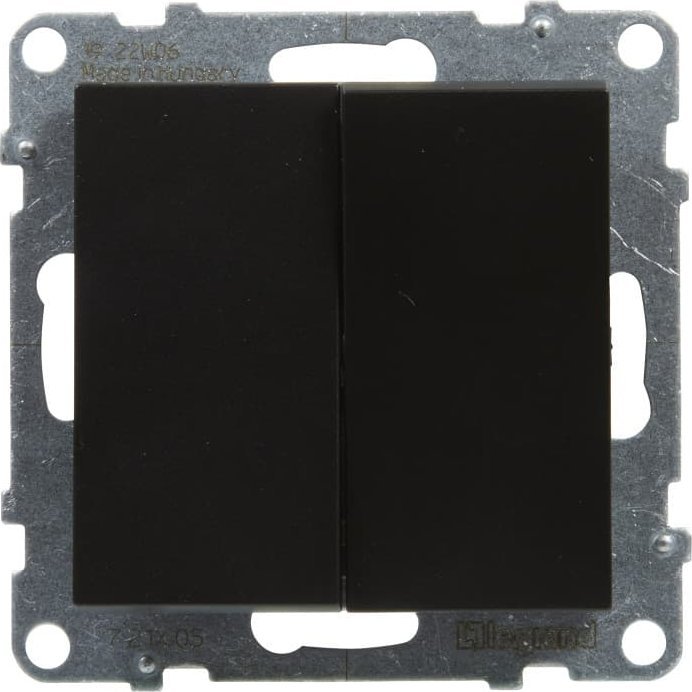 Legrand SUNO Łącznik świecznikowy podwójny czarny 10AX 250V zaciski automatyczne 721405