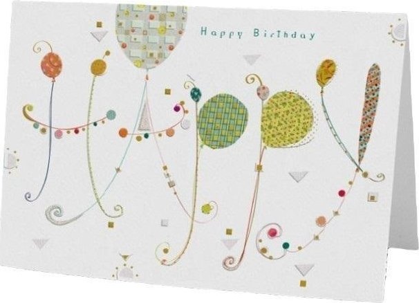 Turnowsky Karnet B6 + koperta Urodziny napis balony