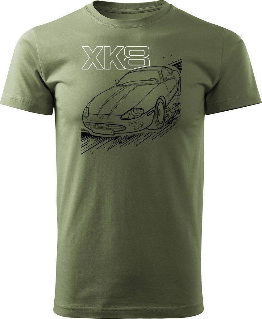 Topslang Koszulka z samochodem jaguar z jaguarem xk8 męska khaki REGULAR XXL