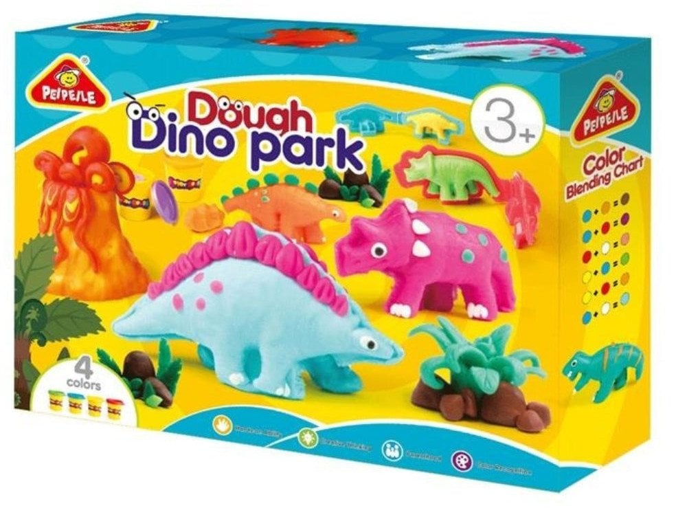 PLASTICINE SET DOUGH DINO PARK 4 COLORS