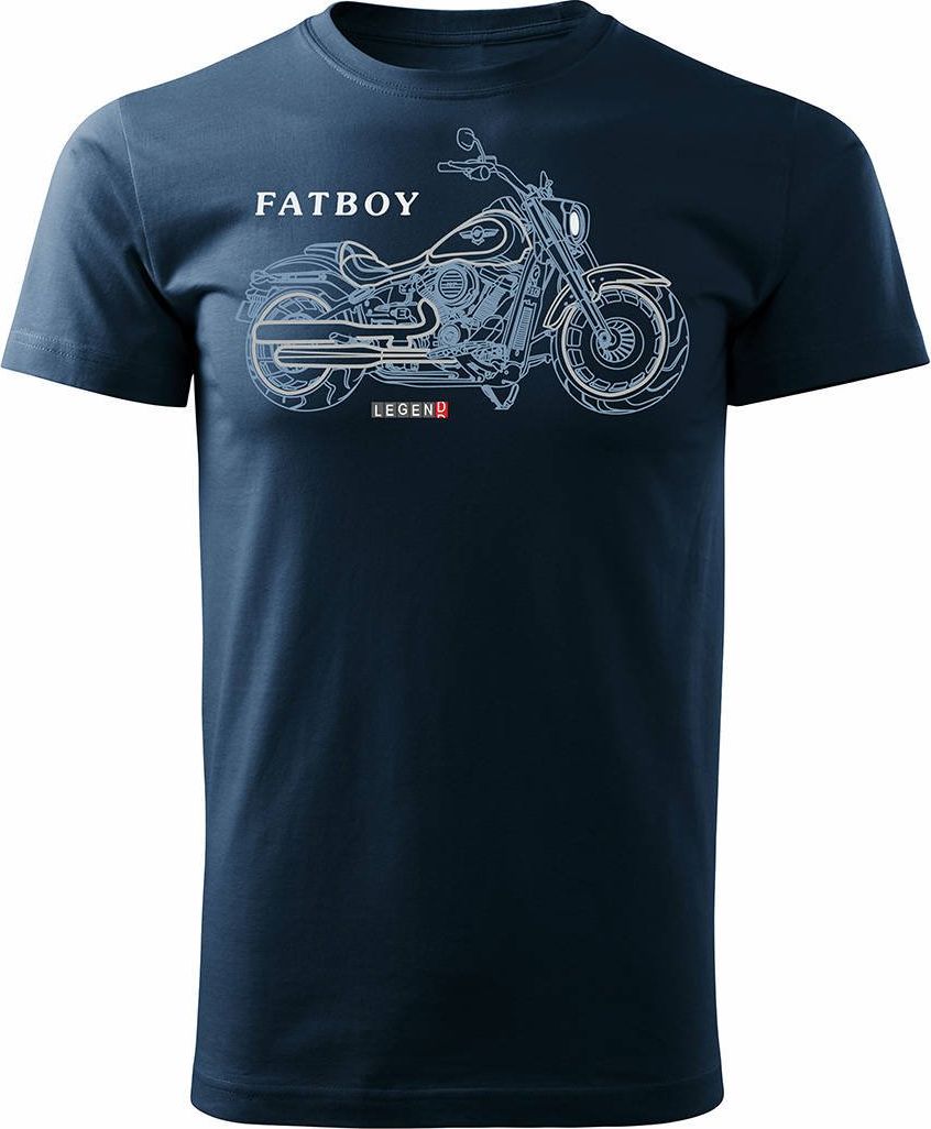 Topslang Koszulka motocyklowa z motocyklem HARLEY DAVIDSON FATBOY męska granatowa REGULAR XL