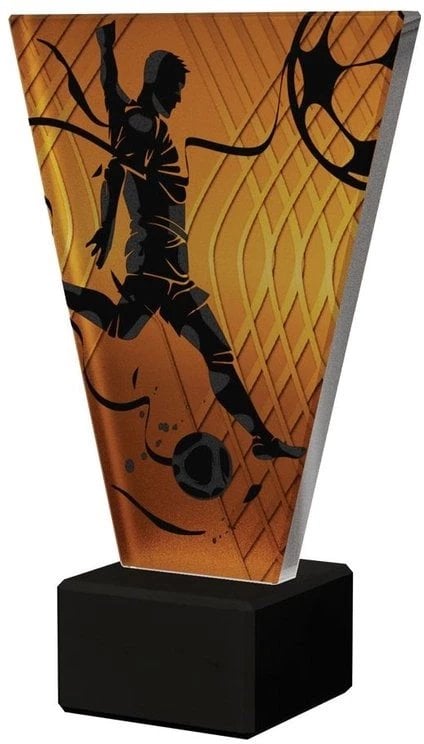 Victoria Sport Monochromatyczne trofeum szklane na podstawie marmurowej - PIŁKA NOŻNA PIŁKARZ