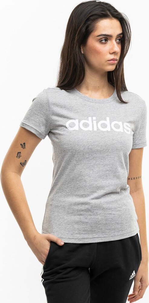 Adidas Koszulka damska adidas Loungwear Essentials Slim Logo szara HL2053 XS