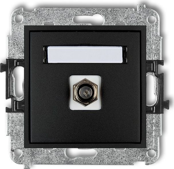 Karlik MINI Gniazdo antenowe pojedyncze typu F (SAT) niklowany czarny mat 12MGF-1