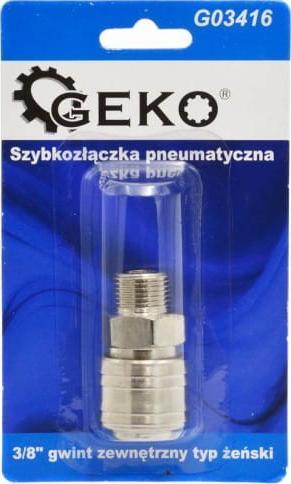 Geko SZYBKOZŁĄCZKA PNEUMATYCZNA TYP ŻEŃSKI 3/8" GWINT ZEWNĘTRZNY (BLISTER) (10/100) G03416 GEKO