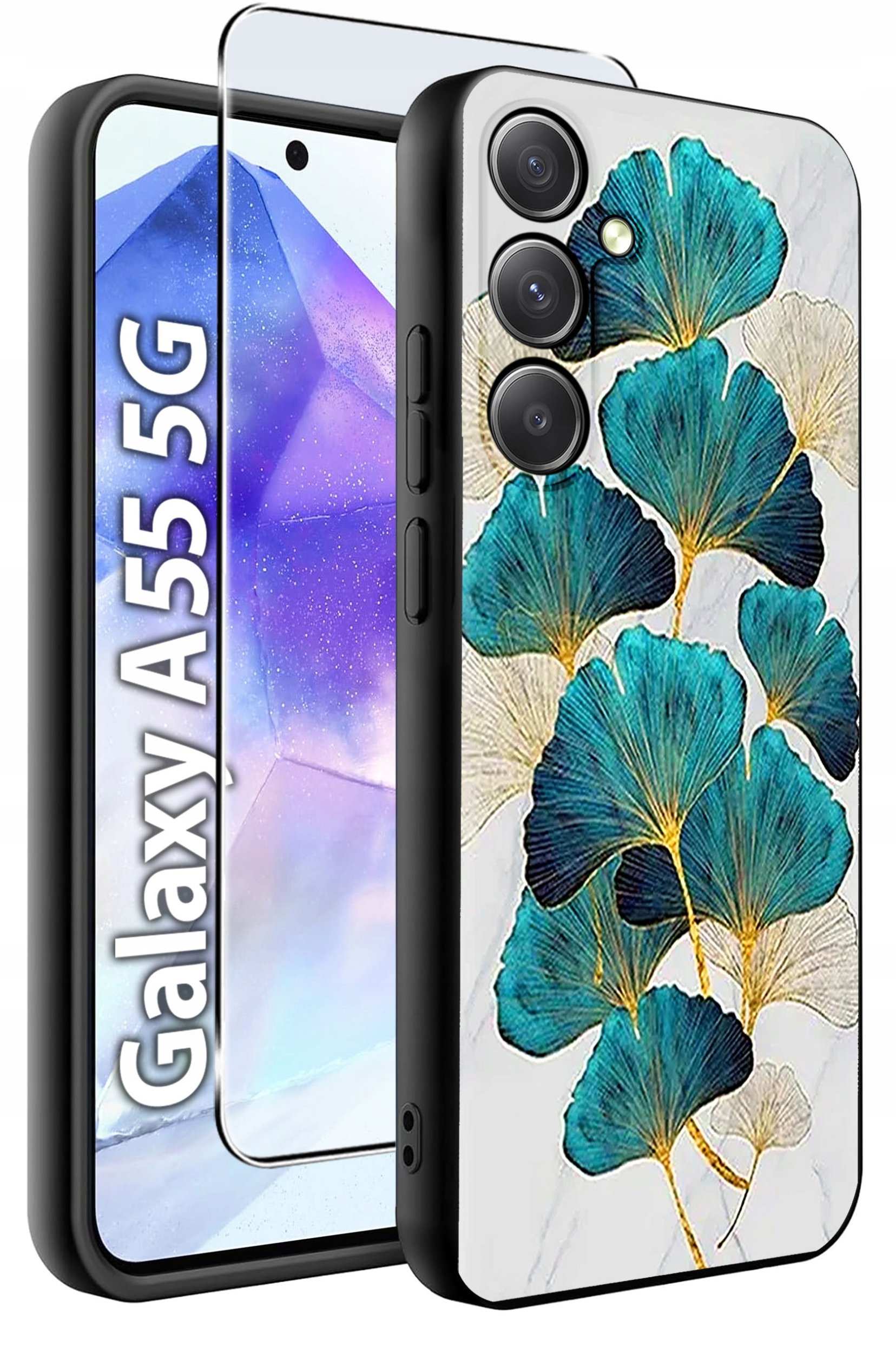 ETUI do Samsung A55 5G WZORY | SILIKONOWE MATT CASE + SZKŁO HARTOWANE 9H