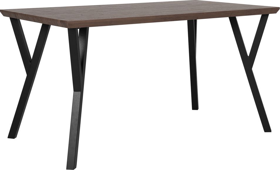 Beliani Stół do jadalni 140 x 80 cm ciemne drewno z czarnym BRAVO