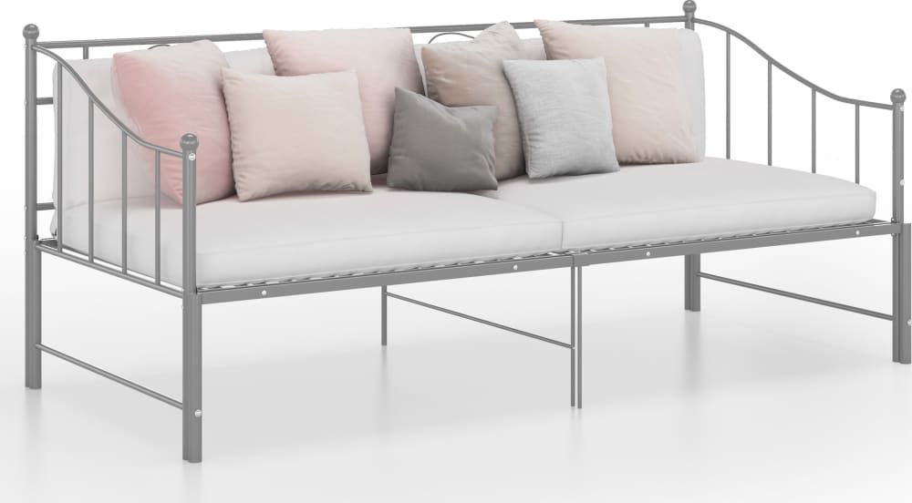 vidaXL Sofa z wysuwaną ramą łóżka, szara, metalowa, 90x200 cm