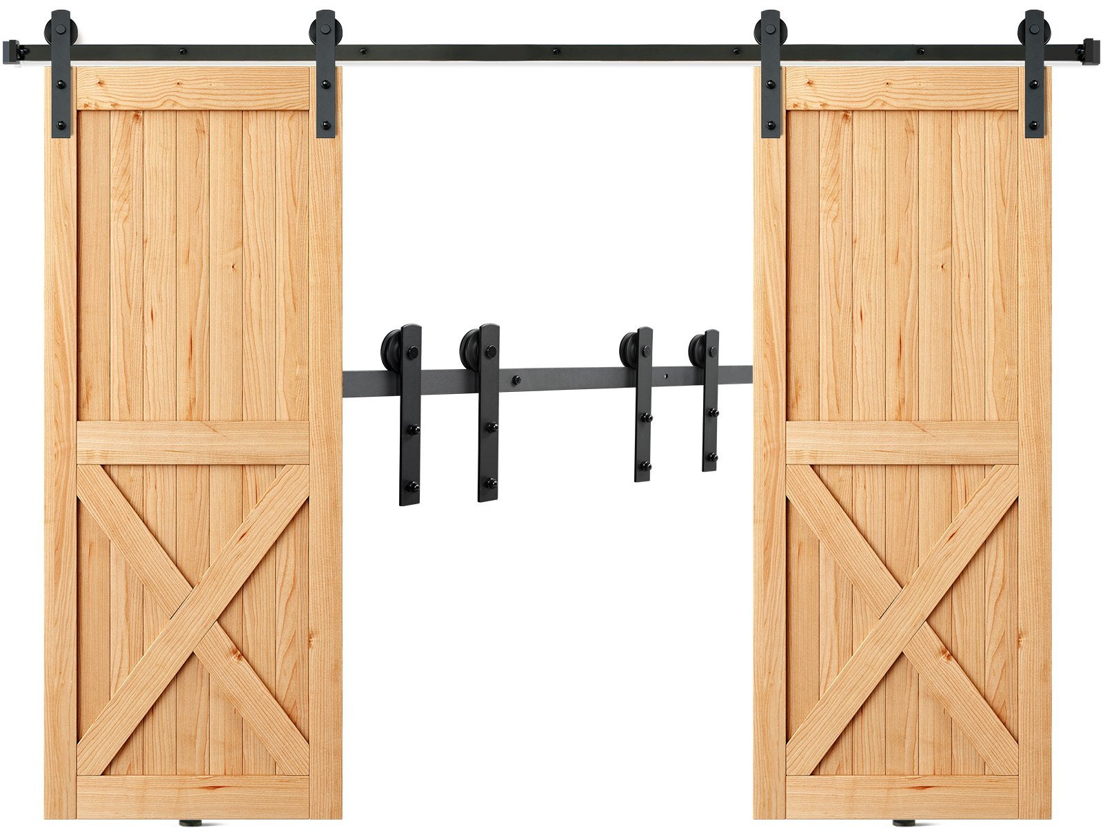 Zestaw Przesuwny do Podwójnych Drzwi Cichy System z Wieszakami I 2,4 m