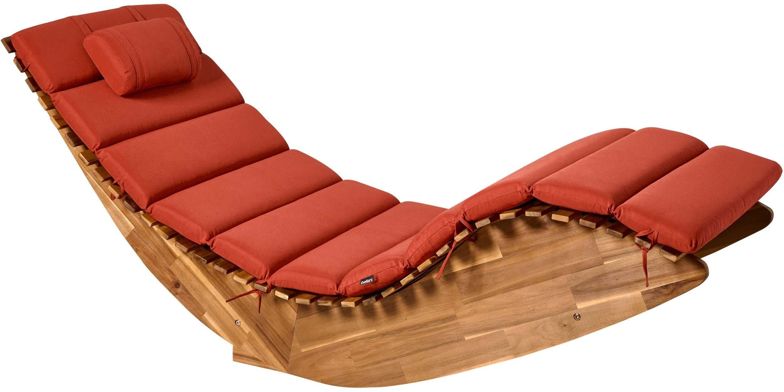 Beliani Leżak ogrodowy z poduszką BRESCIA PREMIUM Drewno akacji Czerwony