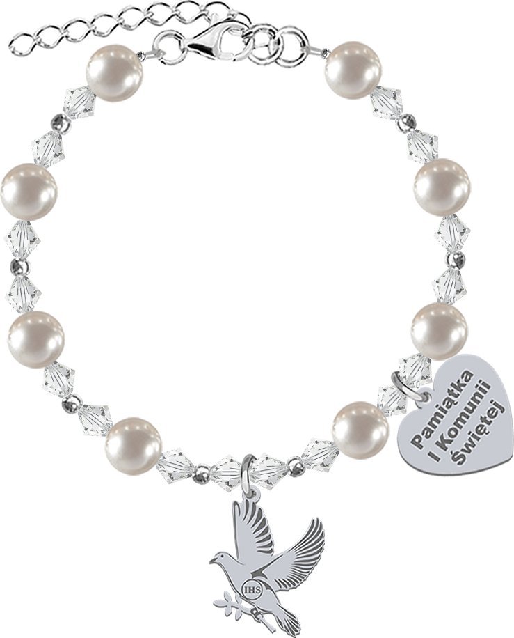 Radziszewska Jewellery I KOMUNIA ŚWIĘTA Bransoletka z Gołębiem srebro GRAWER GRATIS