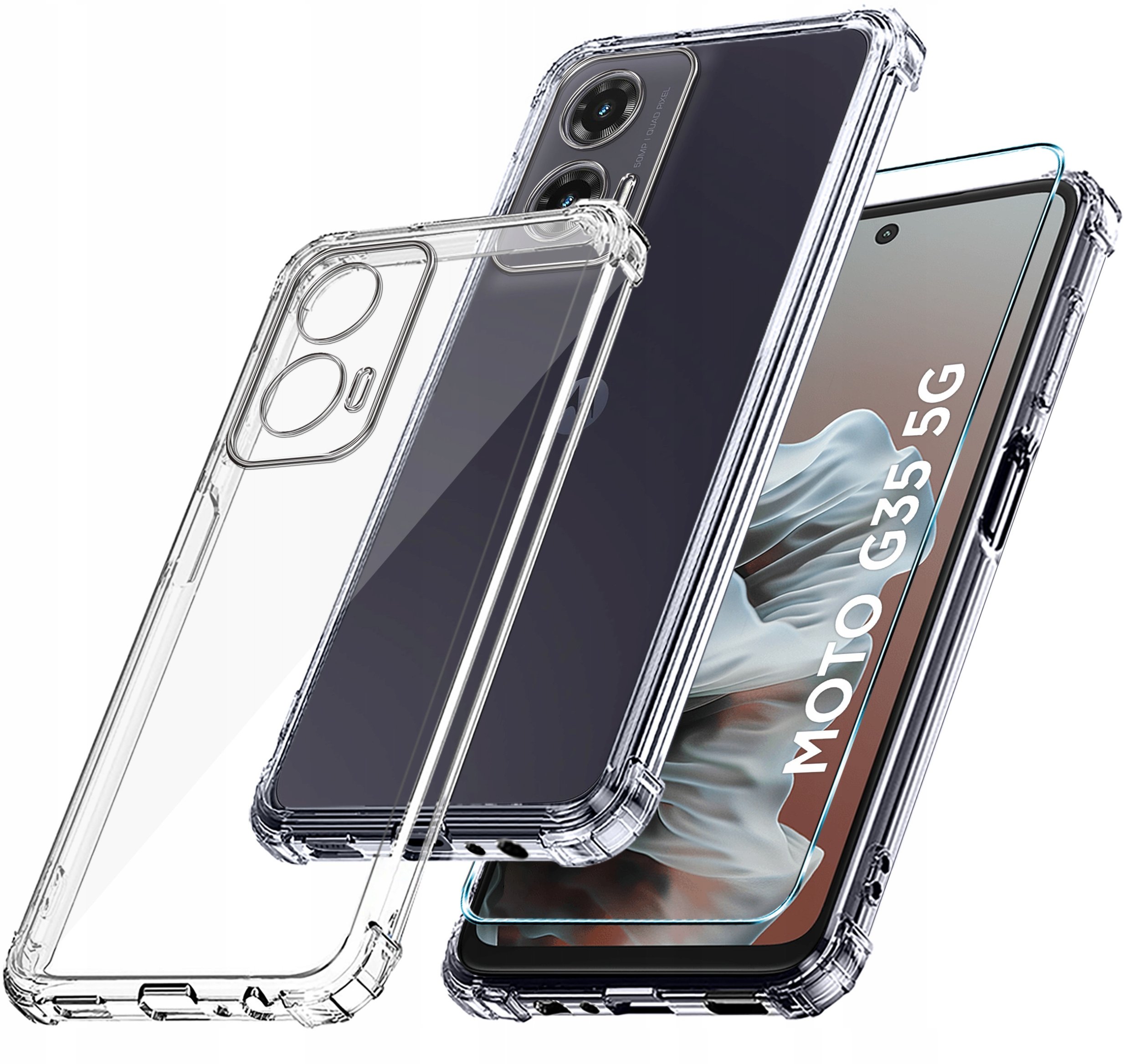 Etui do Motorola Moto G35 5G ANTI-SHOCK CLEAR CASE + Szkło OCHRONNE 9H