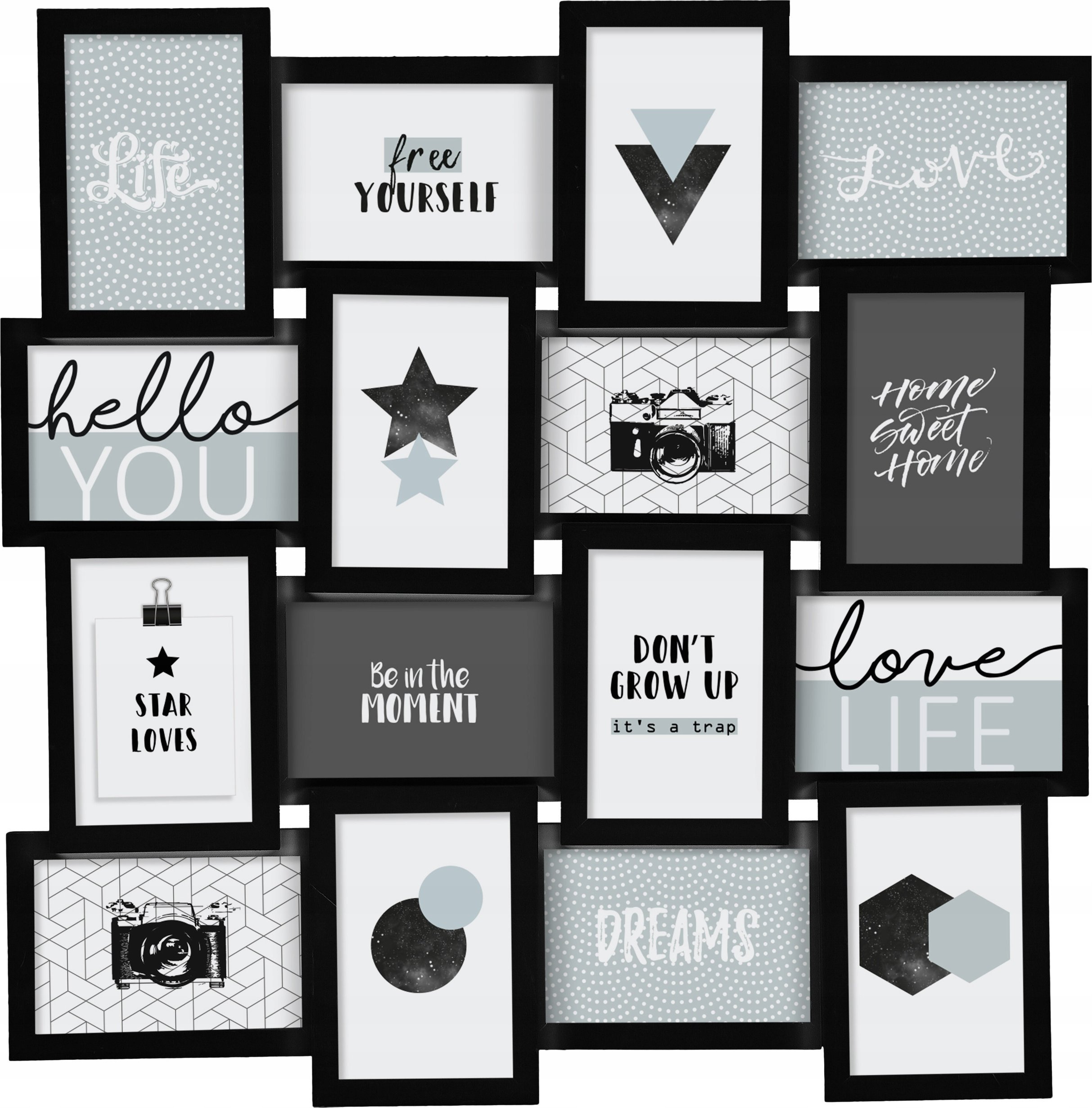 Ramka Atmosphera Ramki na zdjęcia, kolaż, 16 elementów, kolor czarny,