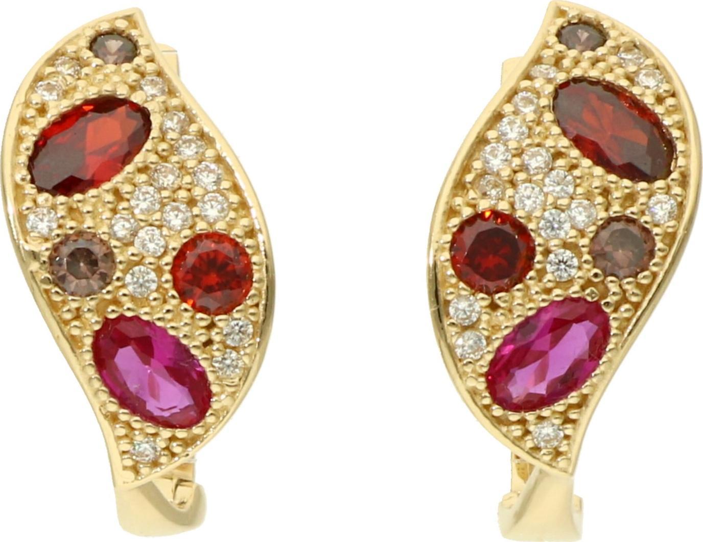 Rosanto Złote kolczyki z kolorowymi cyrkoniami 585 14k