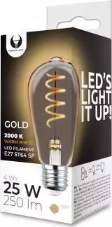 Forever TelForceOne Żarówka LED Filament E27 ST64 4W 230V 2000K 250lm SF złota Forever Light