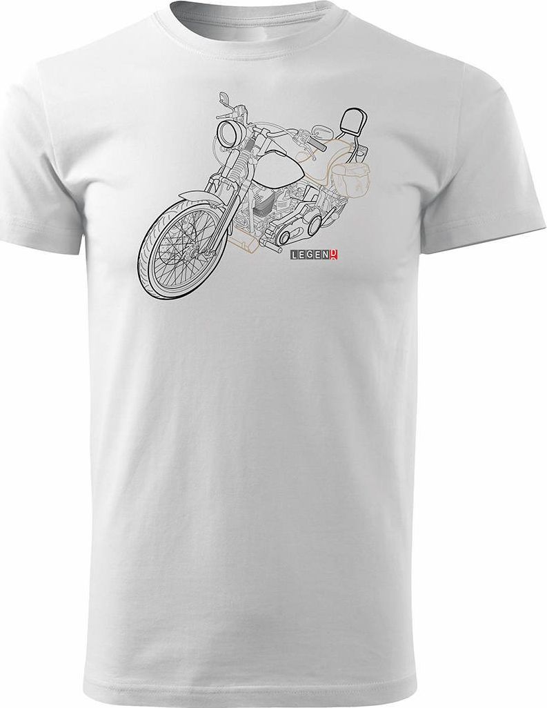 Topslang Koszulka motocyklowa z motocyklem Harley Chopper męska biała REGULAR XL