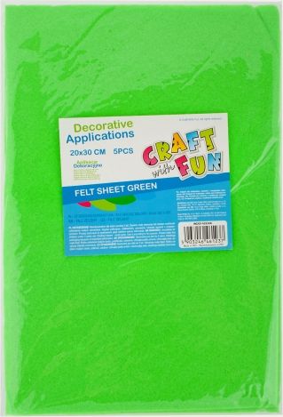 Craft with Fun CF OZDOBA DEK FILC ARKUSZ 20X30/5SZT ZIEL 40/80