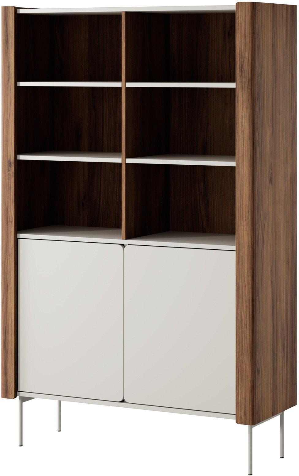 Regał Kalon 167cm wysokość z metalowymi nóżkami w kolorze cashmere/orzech warmia