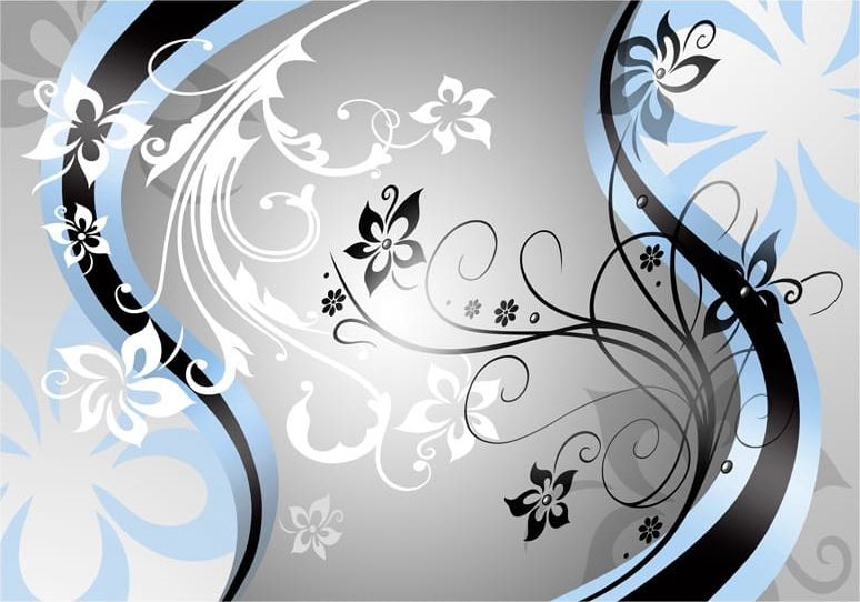 DecoNest Fototapeta - Kwietne esy-floresy (niebieski) - 100X70