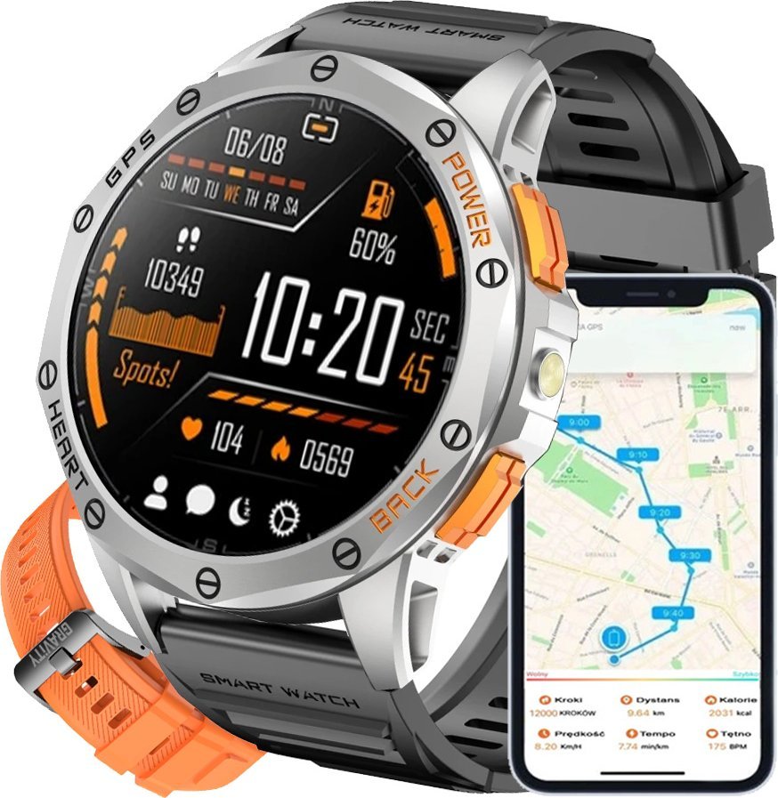 Zegarek męski SMARTWATCH GRAVITY GT24-4 SR/BK/OG PROF