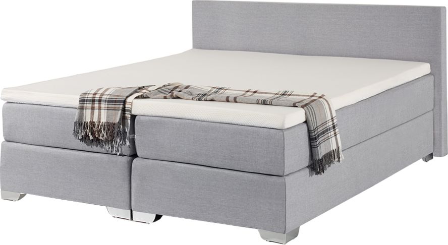 Shumee Łóżko kontynentalne tapicerowane 180 x 200 cm jasnoszare PRESIDENT