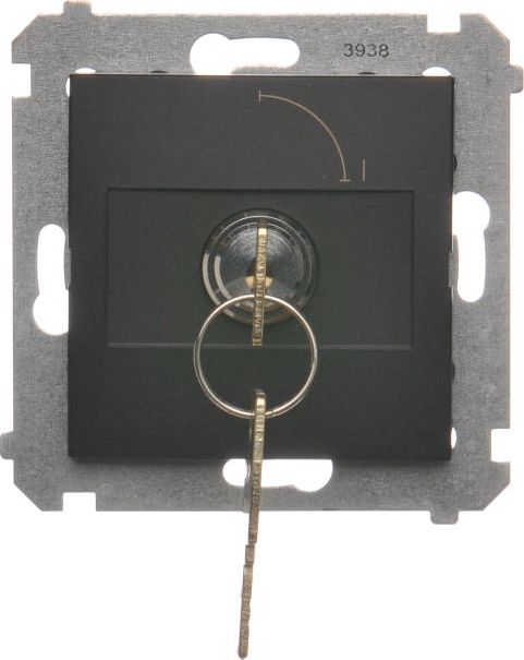 Kontakt-Simon Simon 54 Łącznik na kluczyk jednobieg. (moduł) 2 poz. 0-I styk N/O 5A 250V wyjęcie klucza w każdej pozycji czarny mat DW1K.01/49