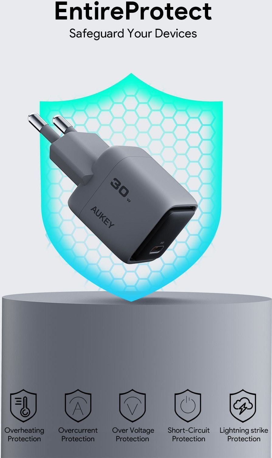 Ładowarka Aukey AUKEY PA-C1 wall charger 30W gray