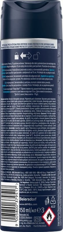 NIVEA Men Deep Beat Antyperpirant w sprayu dla mężczyzn 150 ml