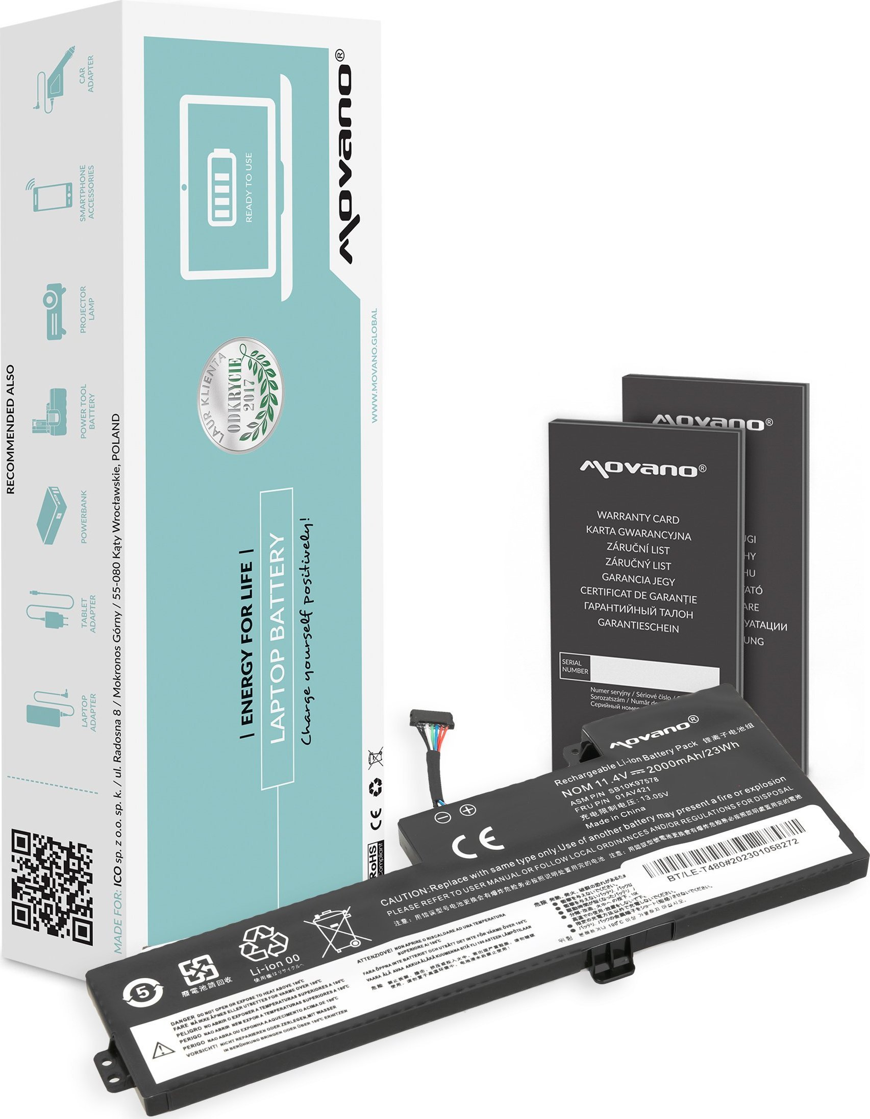 Bateria Movano Bateria 01AV419 do Lenovo T470 T480 A475 A485