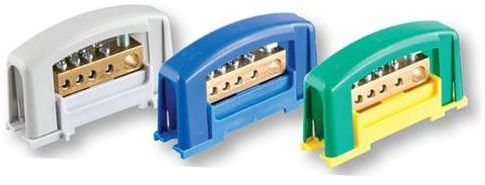 Pawbol Zacisk ochronny 2xM8 żółto-zielony z pokrywą na szynę TH35 (E.4123P)