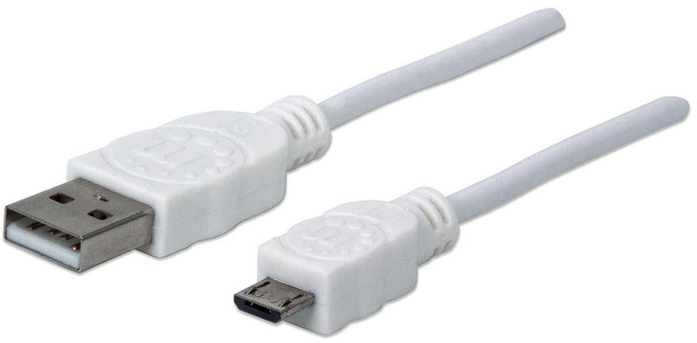 Kabel USB Manhattan USB-A - microUSB 0.6 m Biały (326568)
