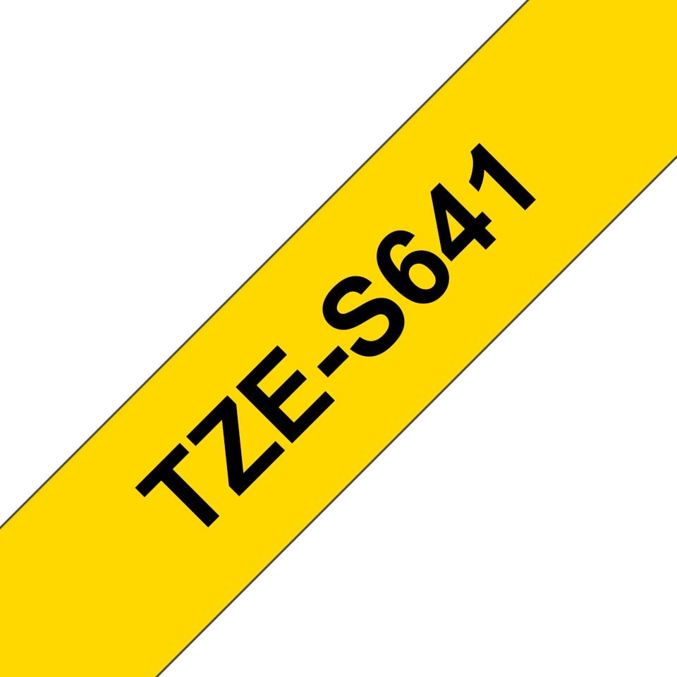 Brother | TZe-S641 Strong Adhesive Laminated Tape | Czarny na Żółty | TZe | 8 m | 1.8 cm