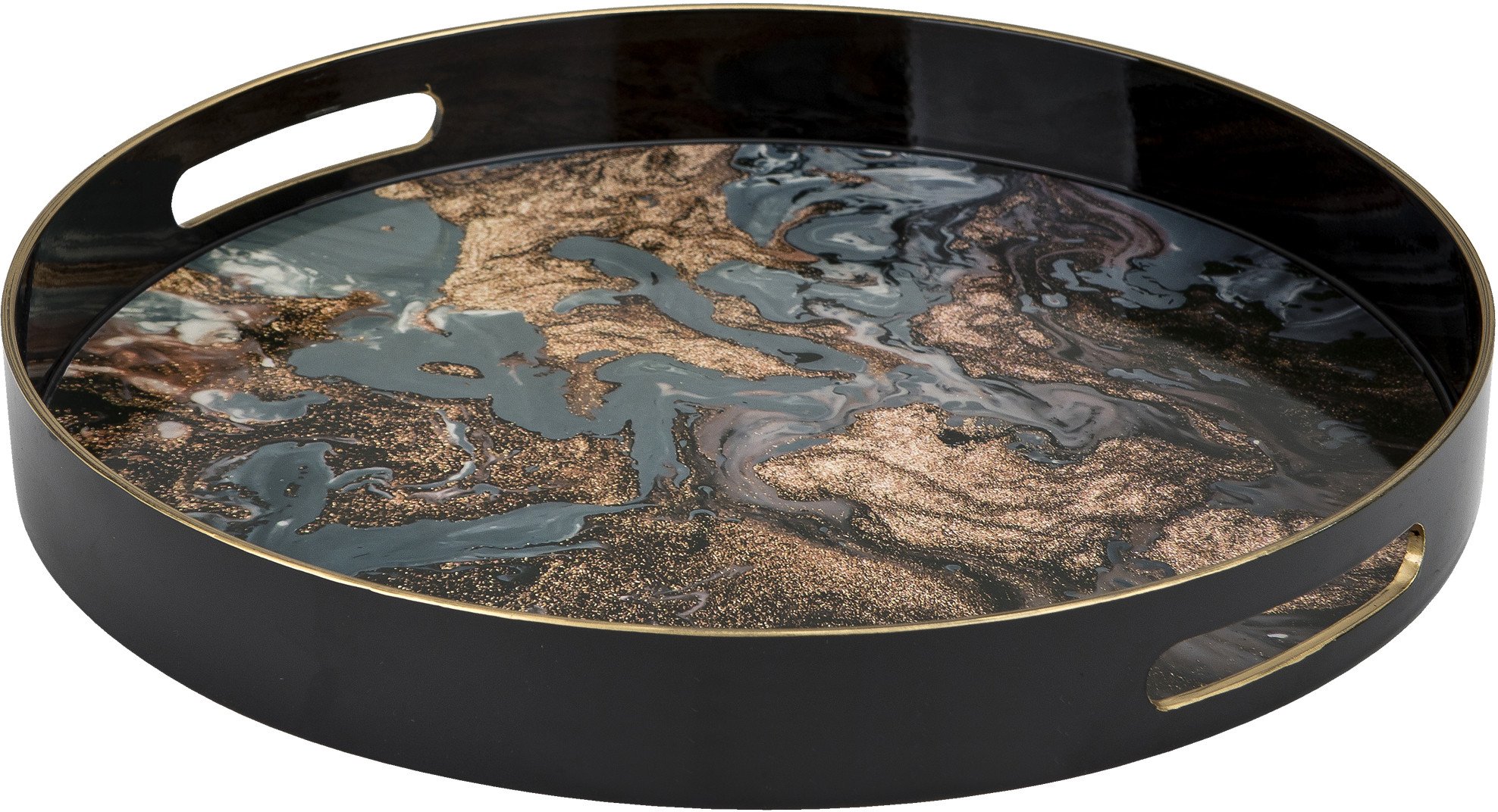 Taca dekoracyjna 37 cm czarno- złota Tulum 131908