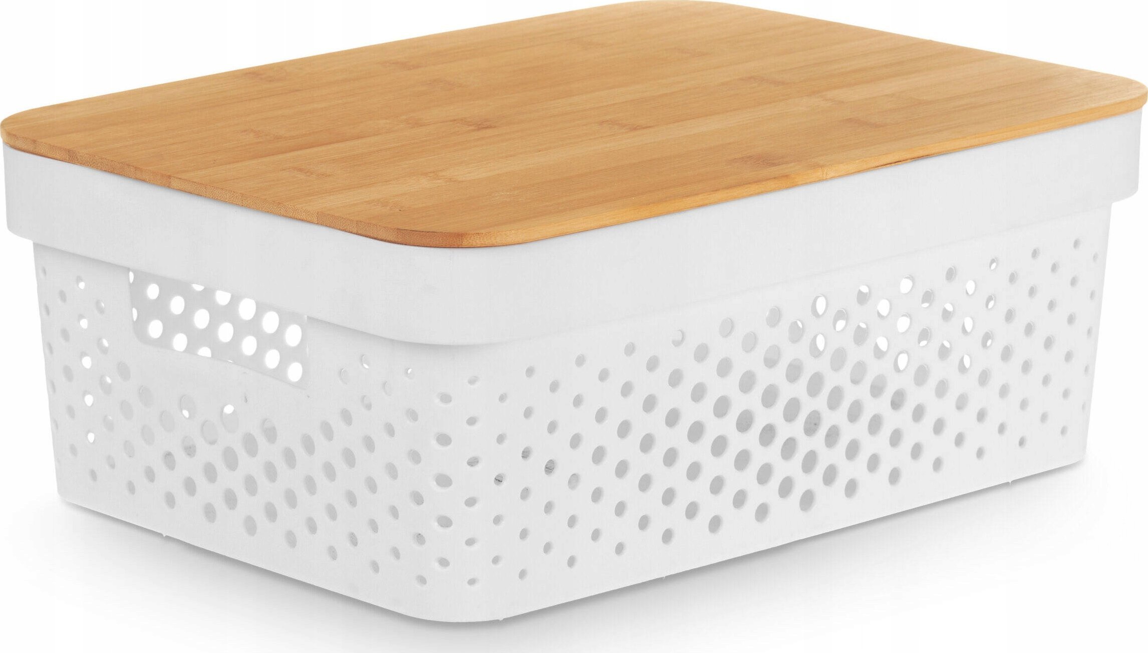 Kinvara Plastikowy pojemnik z bambusową pokrywą, 36 x 26 x 14 cm