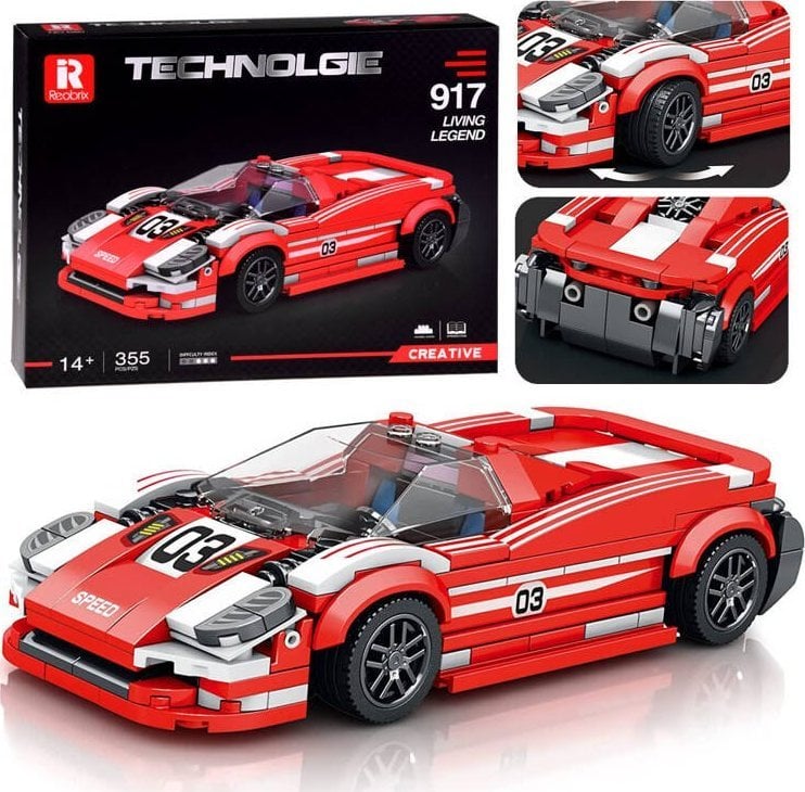 Jokomisiada Sportowe czerwone Auto 917 Techniczne Klocki 355 ele ZA4754