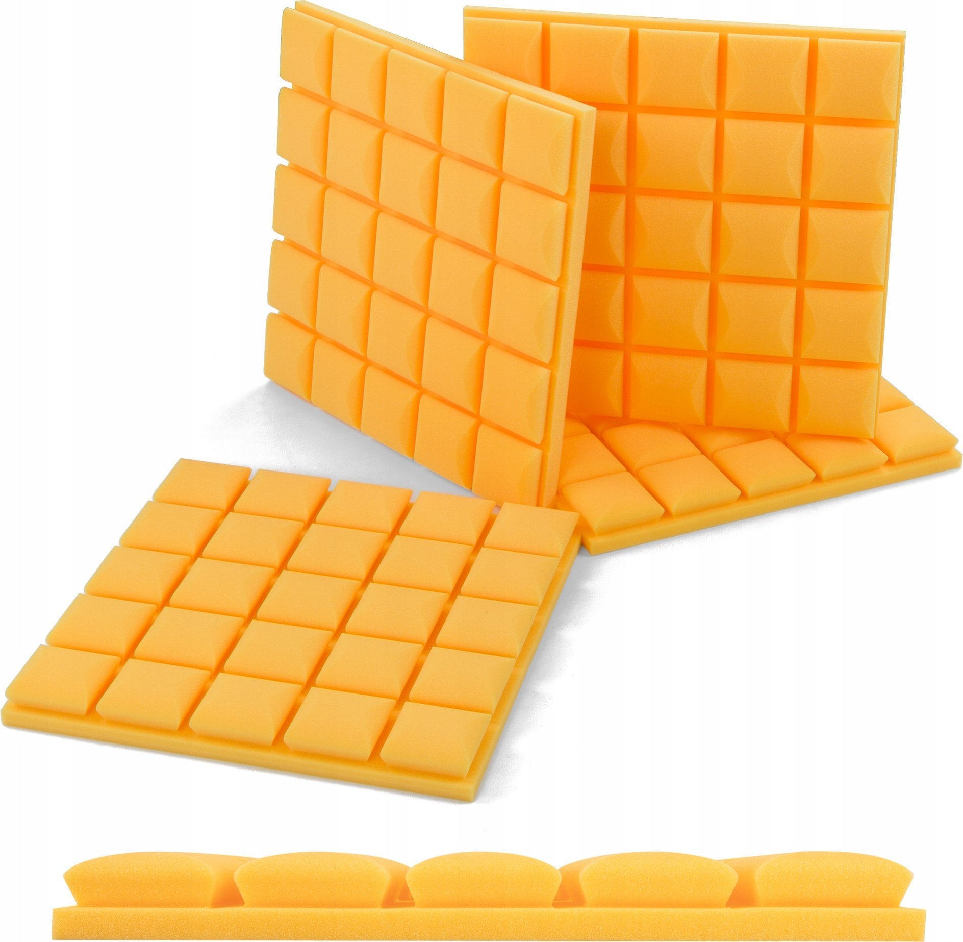 Żółta pianka wygłuszająca panel akustyczny dekoracyjny redukcja pogłosu kostka zestaw