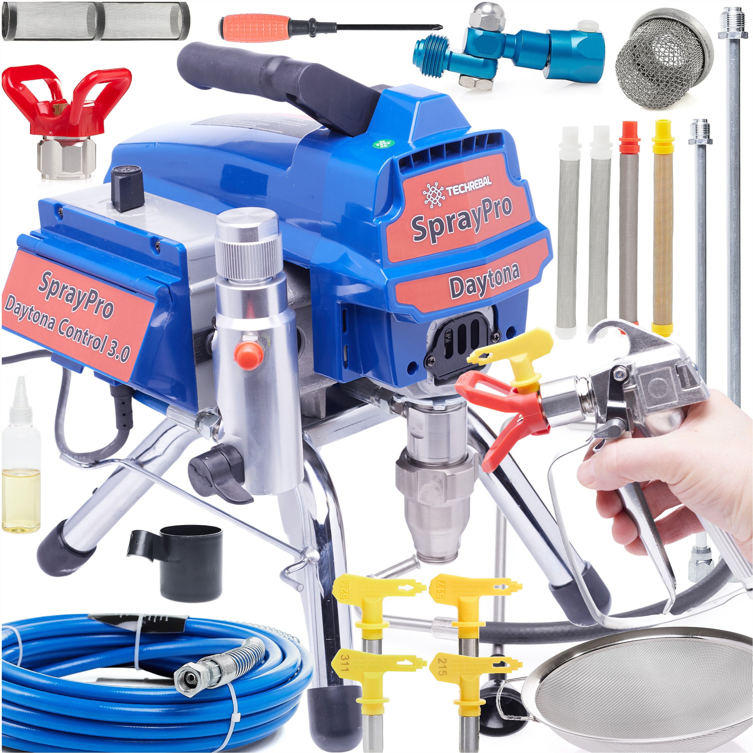 Duży Zestaw Agregat Malarski do Malowania 3000W 3,2L/min Dysze Lance Filtry