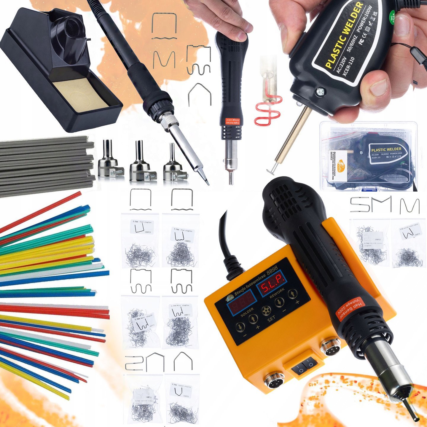 Rosfix ZESTAW STACJA LUTOWNICZA 2W1 LUTOWNICA MOCNA+ ZSZYWACZ 1200X ZSZYWKI SPOIWA