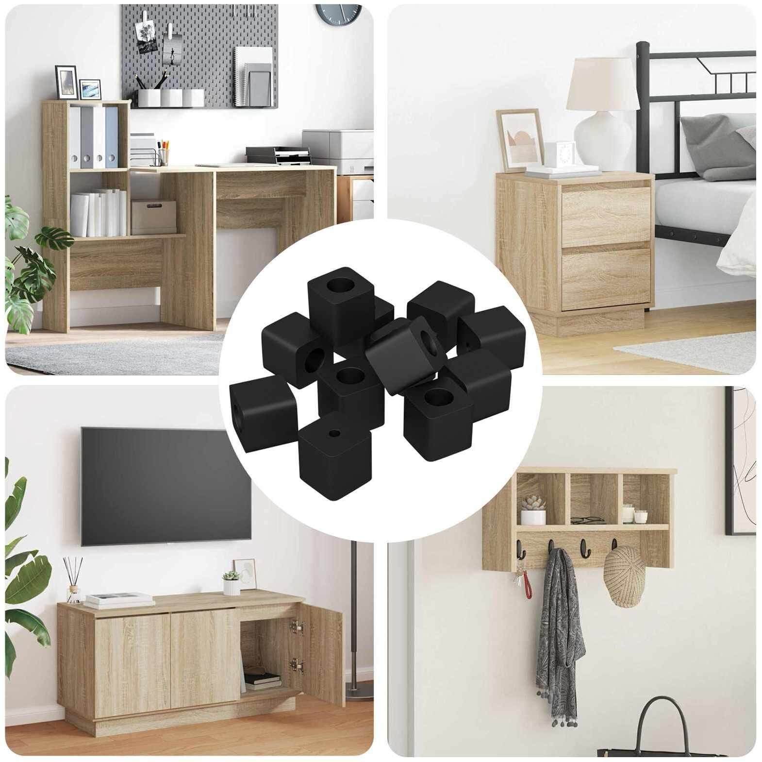 vidaXL Uchwyt szuflady 12 pcs Czarny 15 x 15 x 15mm Kopolimer PP