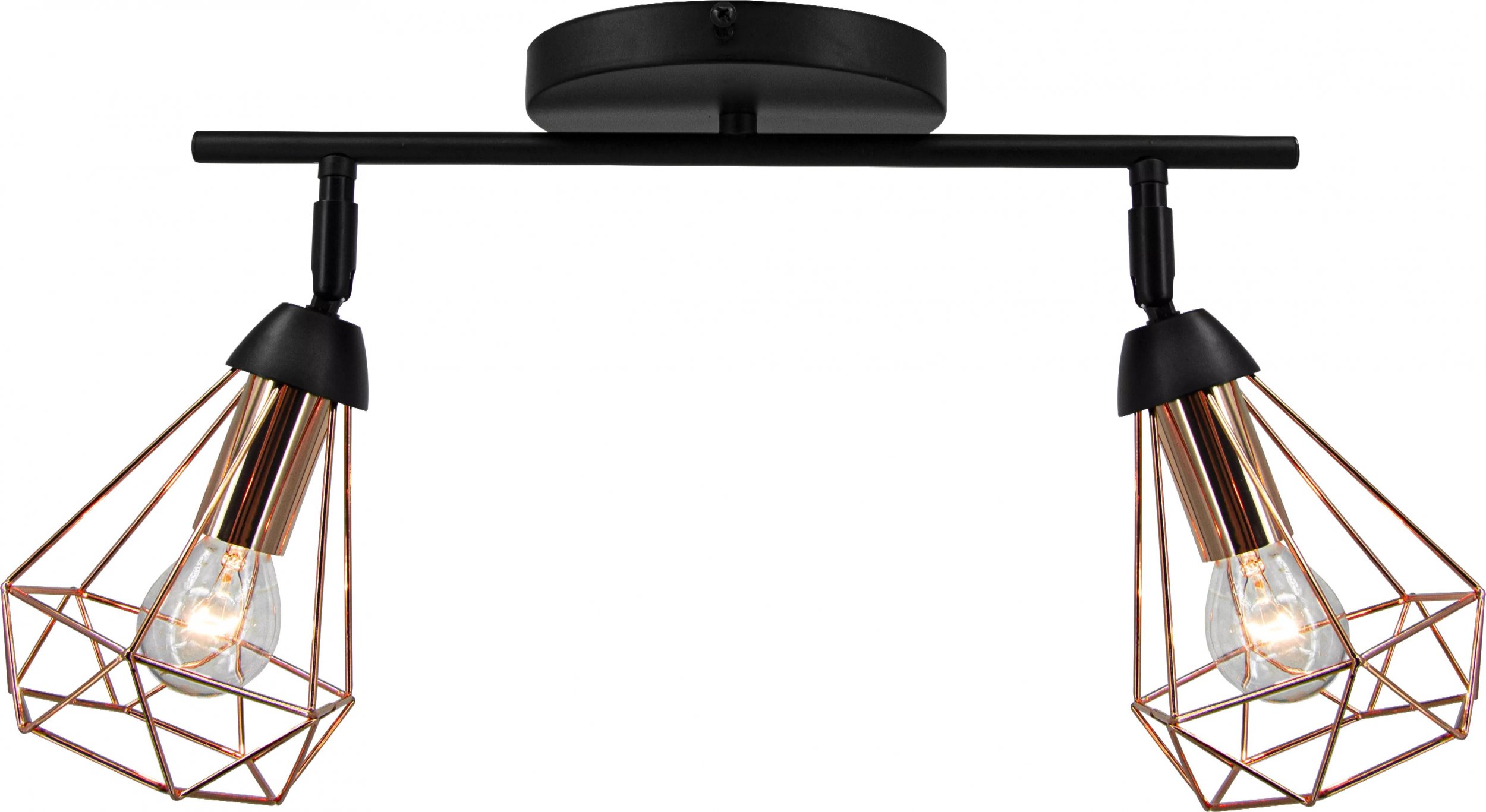 Lampa sufitowa Mdeco Loftowa lampa sufitowa ELM8414/2 BL CO reflektorki czarne miedź