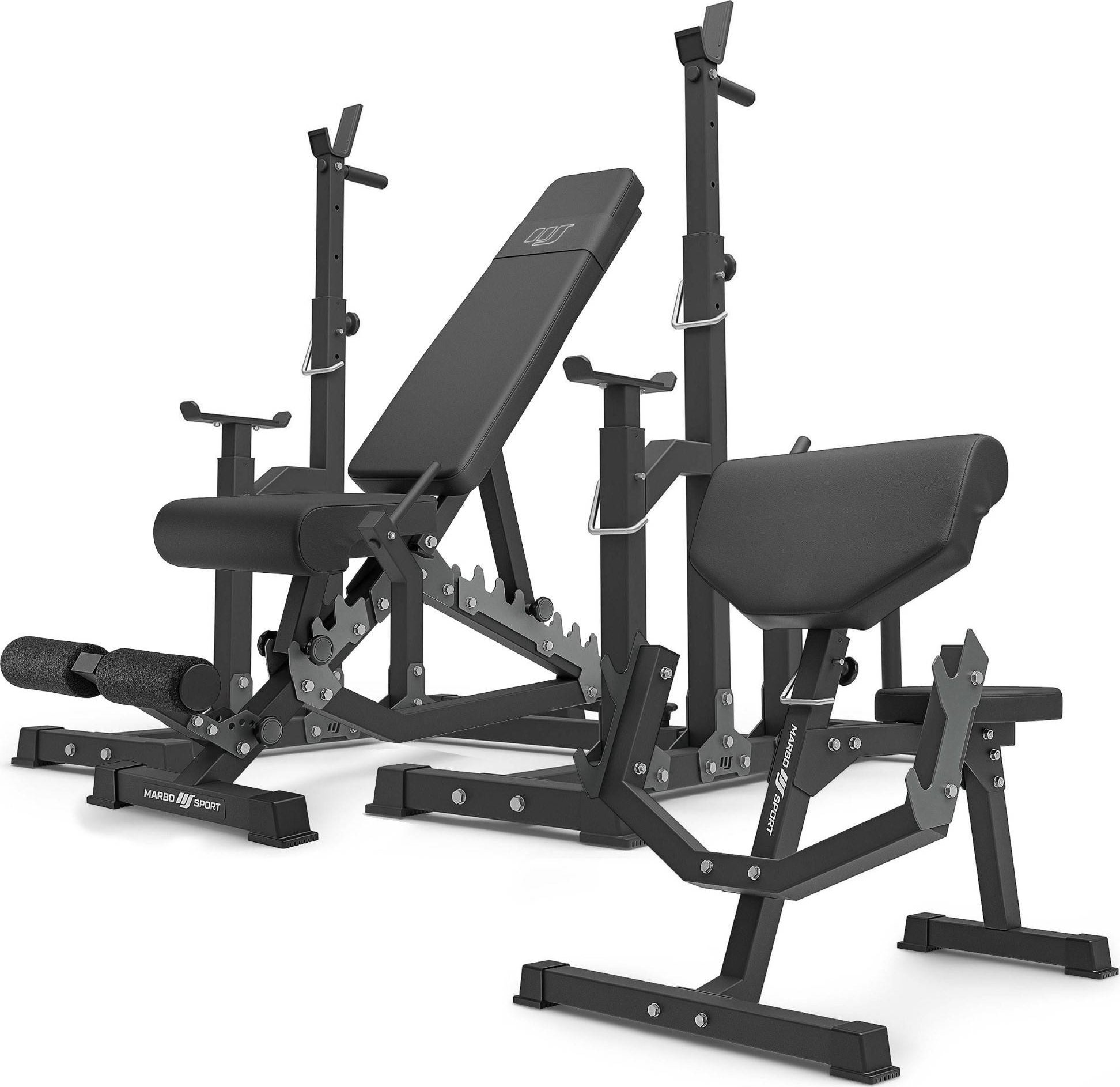 Zestaw MS5_2.0 | Ławka dwustronna + stojaki regulowane + Ławka Scotta (modlitewnik) z regulacją podparcia Marbo Sport