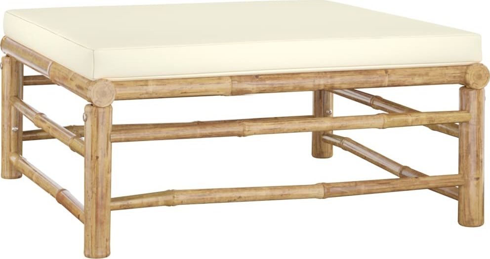 vidaXL Podnóżek ogrodowy, śmietankowa poduszka, bambus