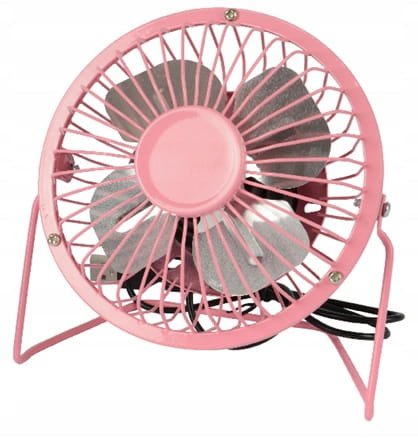 Wentylator metalowy biurkowy 14,5x8x15cm USB Wiatrak Różowy/Niebieski